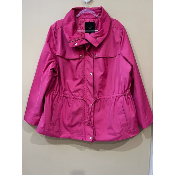Talbots Plus sz 20 Weather Resistant Cinch Waist Zip Up Barbie Pink Jacket Coat - Picture 12 of 12